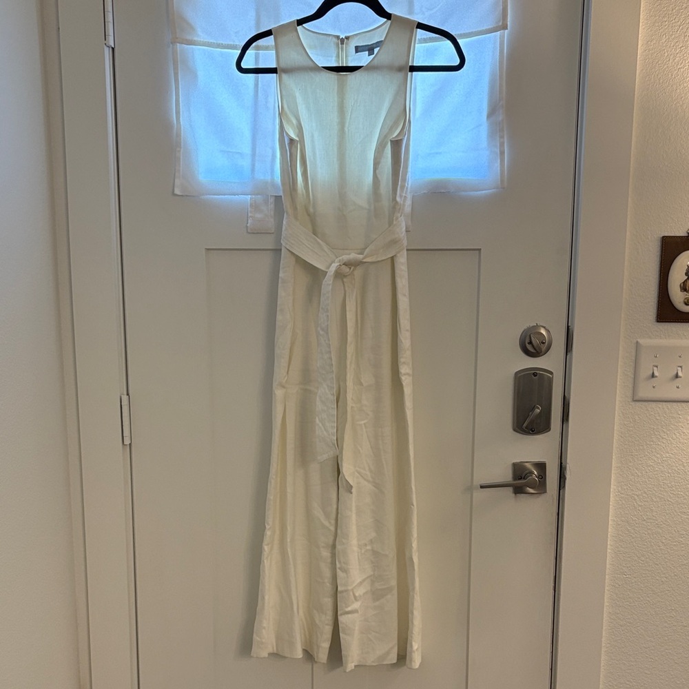 Antonio Melani White Linen Jumpsuit